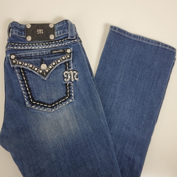 Miss Me easy boot cut JE5087E6R rhinestone embroidered bling jeans size 30 - Picture 14 of 16